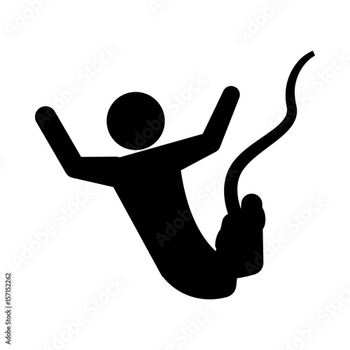 pictogram man practice bungee jumping, vector illustration