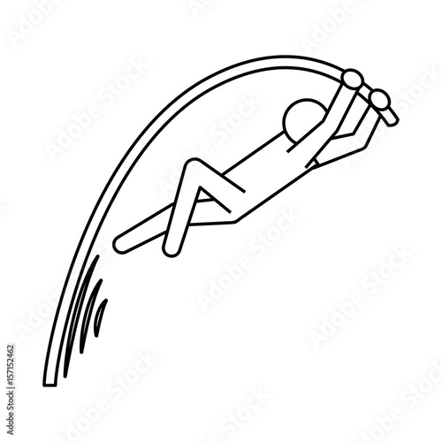 line pictogram man practice pole vault sport, vector illustration