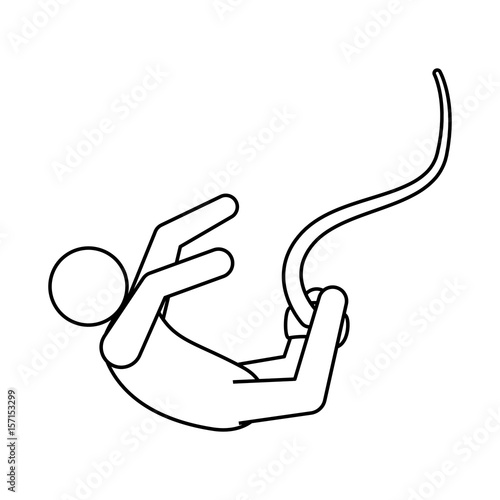 line pictogram man practice bungee jumping, vector illustration