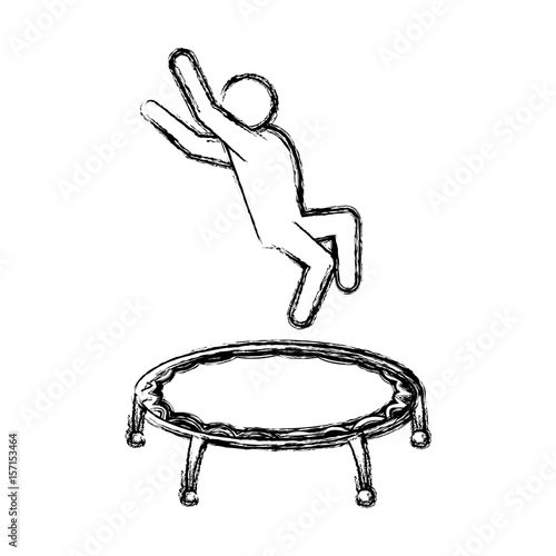 line pictogram man jumping up concept, vector illustration