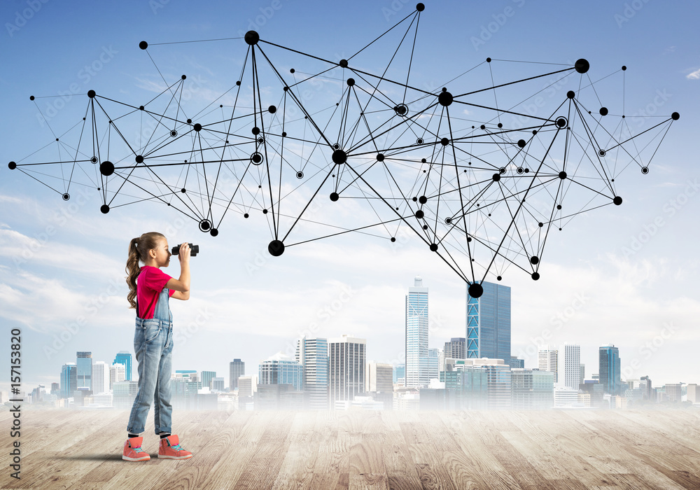 Concept of social wireless connection and internet use for communication by children