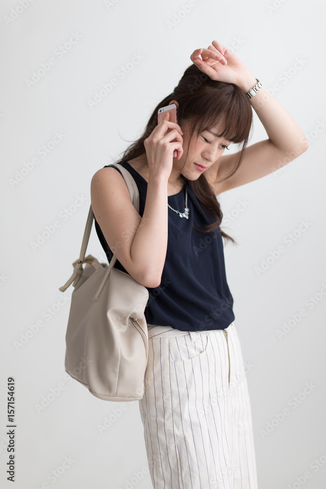 Naklejka premium OLポートレート・白バック