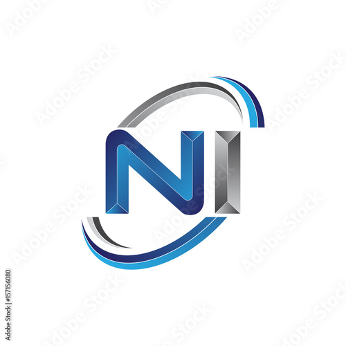 Simple initial letter logo modern swoosh NI
