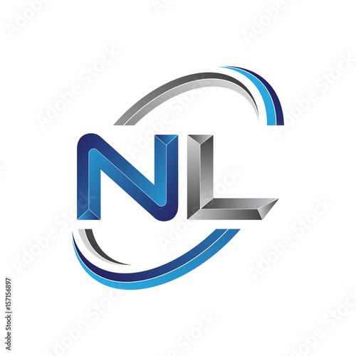 Simple initial letter logo modern swoosh NL