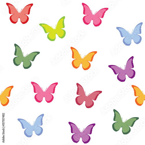 Seamless vector pattern with butterflies. 