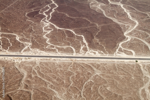 Aerial view of Panamericana highway near Nazca  Peru