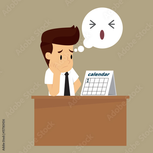 businessman bored with the new month