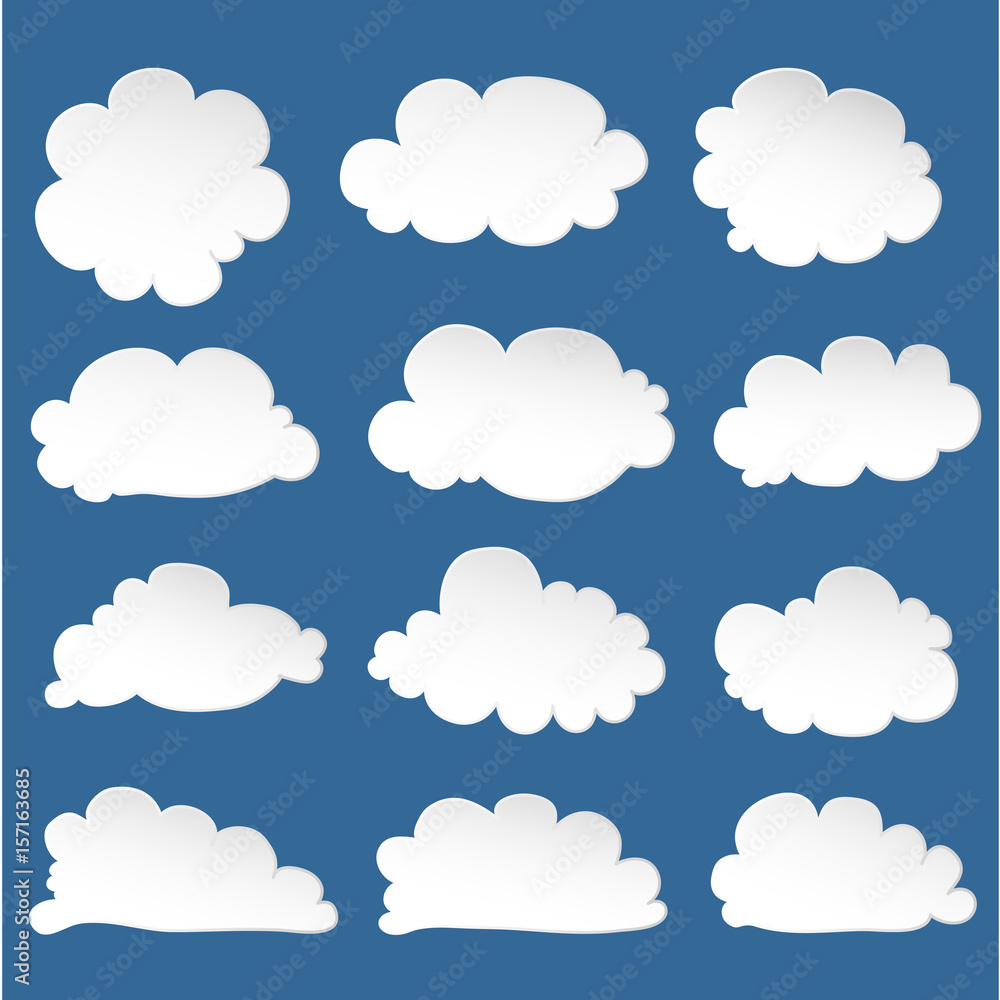 Hand Drawn Clouds Set. Vector Illustration.	