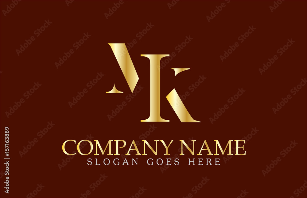 MK Letter Logo Design in Gold Color Stock Vector | Adobe Stock