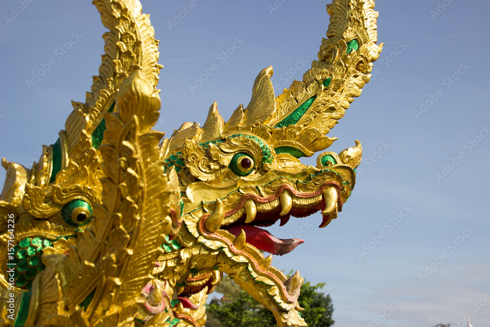 Fototapeta premium Naga statue located at Wat Phra That Choom Chum Sakon Nakhon.