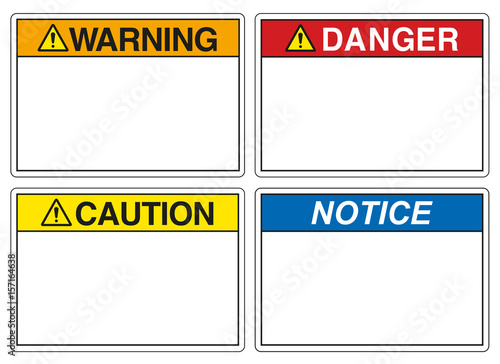 Safety signs for prevention of accidents