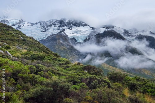 Glacier at Hooker Valley Track, One of the most popular walks in Aoraki/Mt Cook National Park, New Zealand