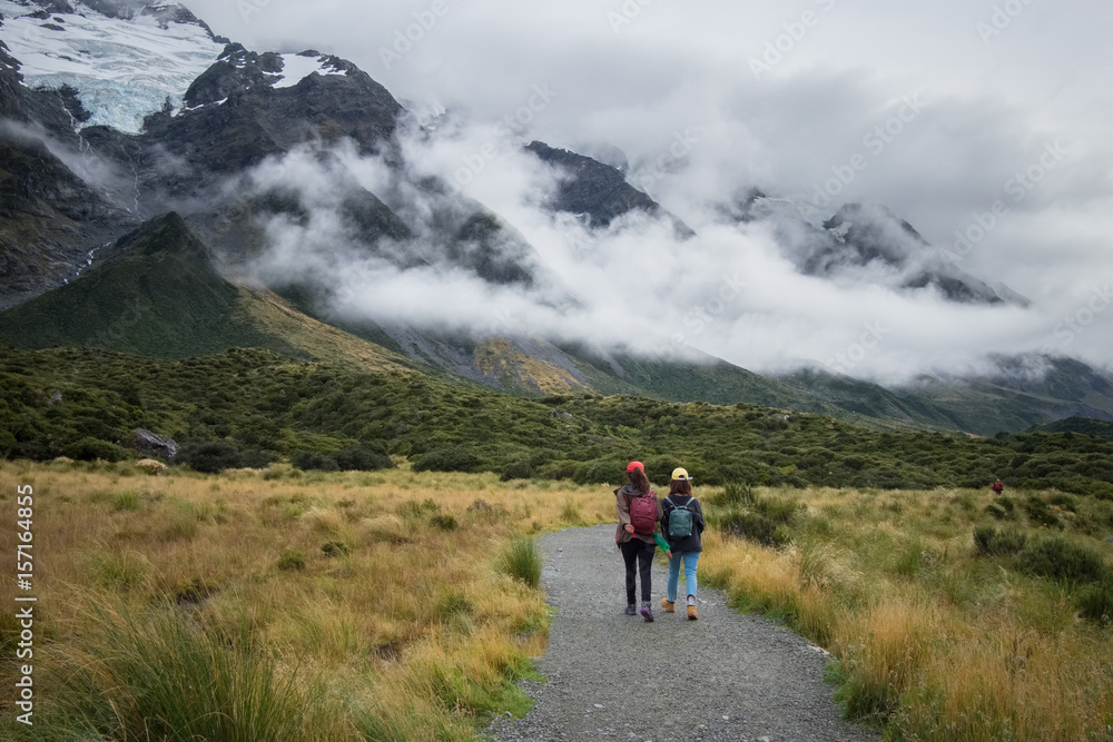 Hooker Valley Track, One of the most popular walks in Aoraki/Mt Cook National Park, New Zealand