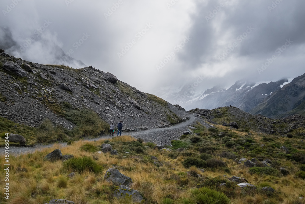 Hooker Valley Track, One of the most popular walks in Aoraki/Mt Cook National Park, New Zealand Hooker Valley Track, One of the most popular walks in Aoraki/Mt Cook National Park, New Zealand