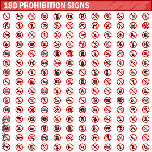 180 prohibition signs set vector photo