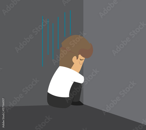depression sadness loneliness jobless unemployment illustration