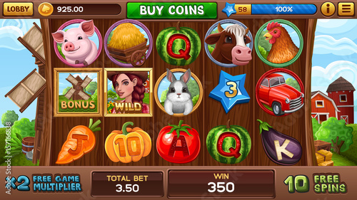 Free games screen in farm style. Vector illustration