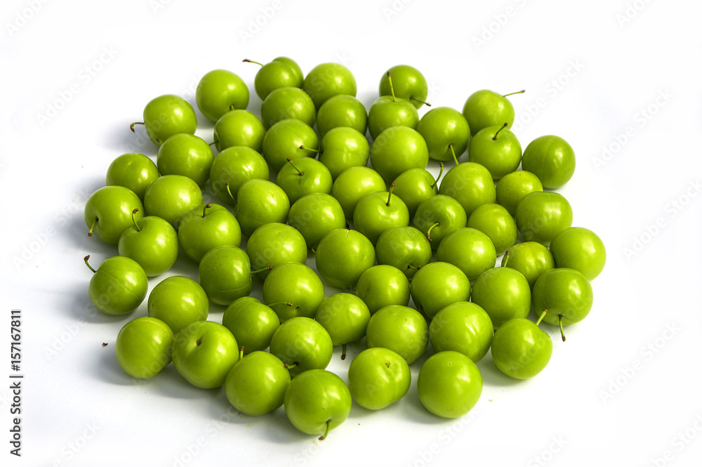 Sour plum pictures on white ground, wonderful sour plums, green plums pictures from the first fruits in summer
Sour plum pictures on white ground, wonderful sour plums, green plums pictures from the first fruits in summer