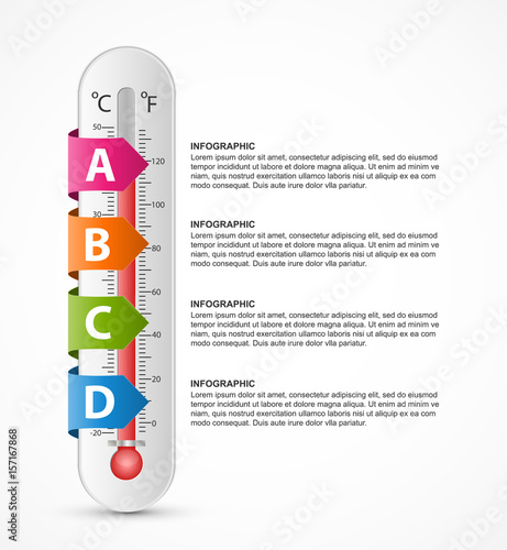 Infographics thermometer design template. Vector illustration.