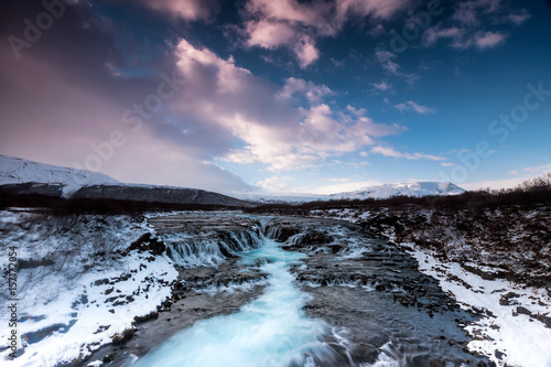 Fototapeta Naklejka Na Ścianę i Meble -  beautiful Bruarfoss waterfall with turquoise water