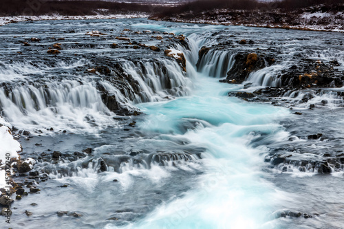 beautiful Bruarfoss waterfall with turquoise water © ververidis