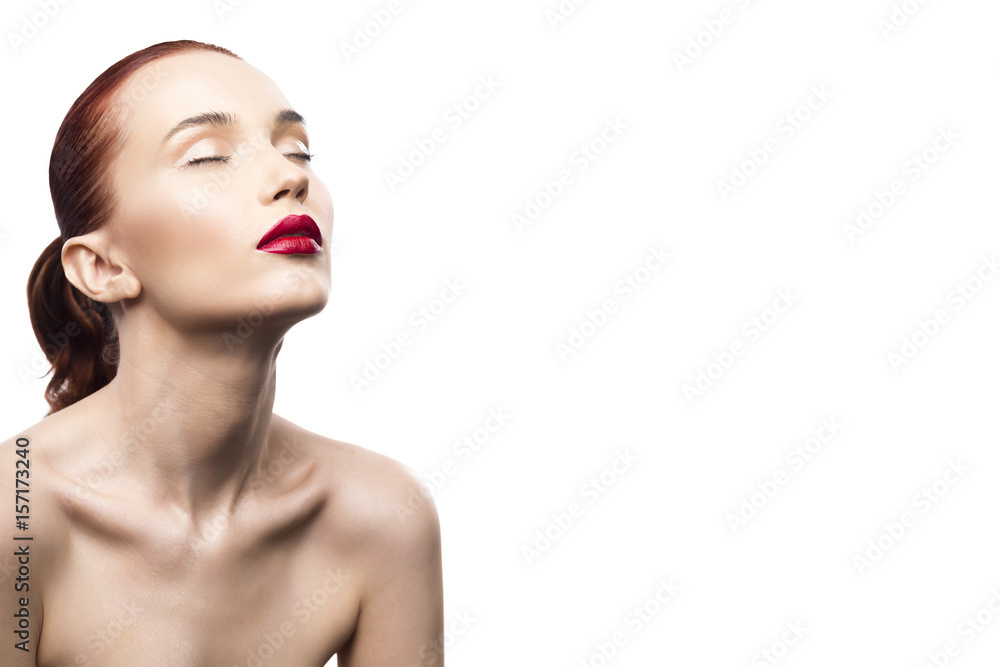 girl beauty portrait isolated on a white background girl beauty portrait isolated on a white background