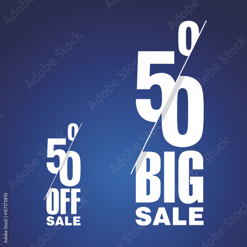 Big Sale 50 percent off two fold blue background