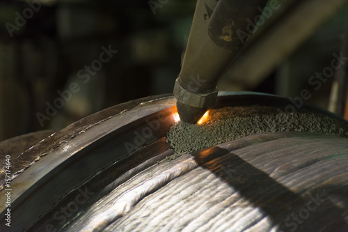 Overlay welding hard surfacing of steel roll by submerge arc welding process