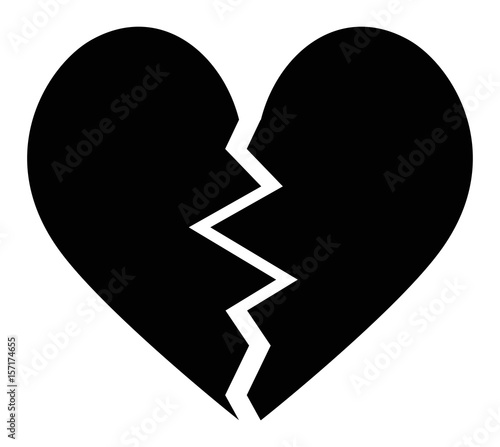 broken heart black icon vector