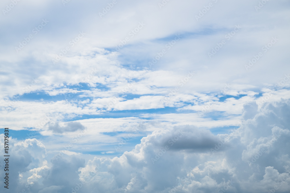 Cirrus and cumulus clouds, blue sky