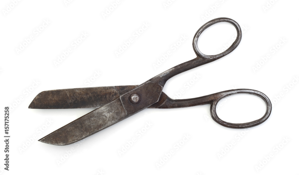 Large old scissors isolated on white background Large old scissors isolated on white background