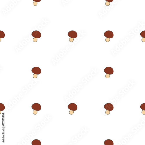 Mushroom hand drawn on white background. Hand drawn seamless orn