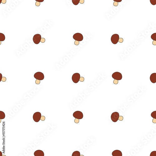 Mushroom hand drawn on white background. Hand drawn seamless orn
