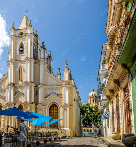 Photography Santo Angel Custodio Church with Revolution museum Dome on background - Havana,