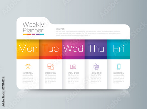Weekly planner Monday - Friday infographics design.