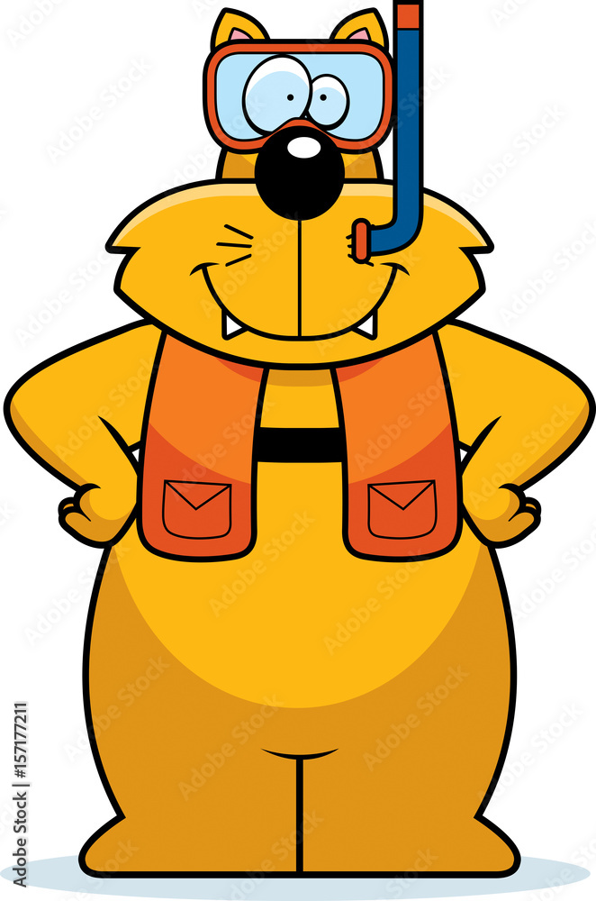 Cartoon Cat Snorkeling Stock Vector | Adobe Stock