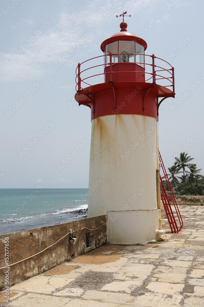 Leuchtturm im Fort Sao Sebastiao, Sao Tome Stadt, Sao Tome und Principe, Afrika