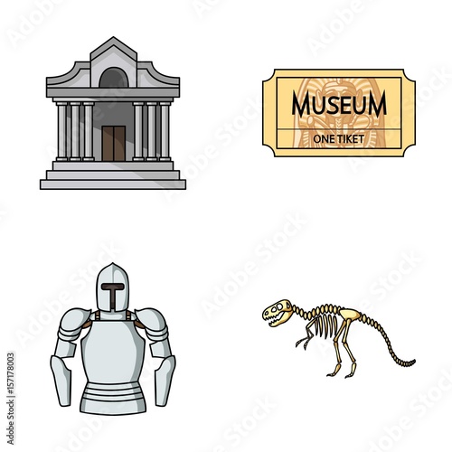 Picture, sarcophagus of the pharaoh, walkie-talkie, crown. Museum set collection icons in cartoon style vector symbol stock illustration web.