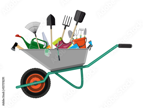 Valokuvatapetti Gardening tools set. Equipment for garden