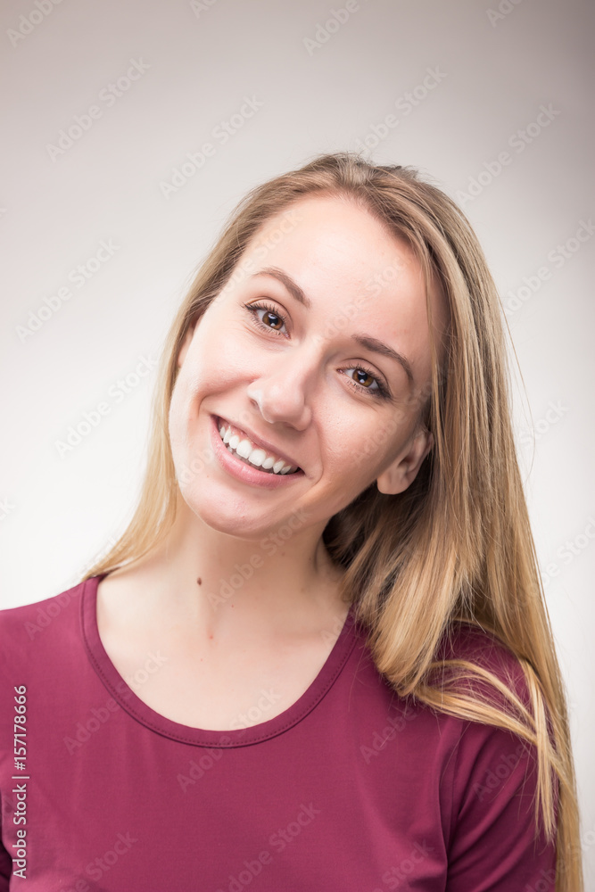 one young woman smiling candid headshot one young woman smiling candid headshot
