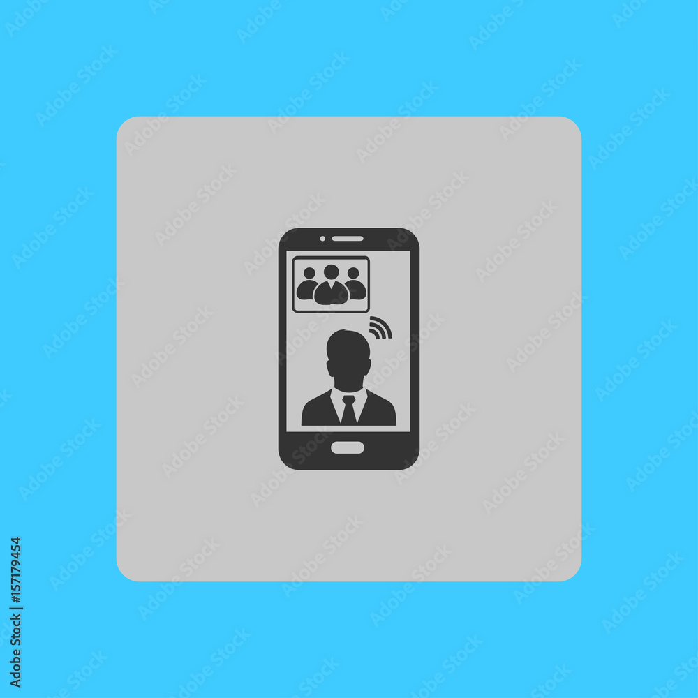 Online conference smart phone icon. Voice and video conferencing via smartphones and tablets. Online conference smart phone icon. Voice and video conferencing via smartphones and tablets.