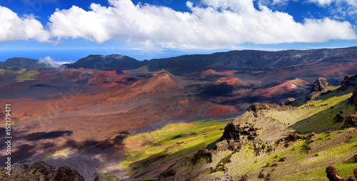 Stunning landscape of Haleakala volcano crater taken at Kalahaku overlook at Haleakala summit, Maui, Hawaii