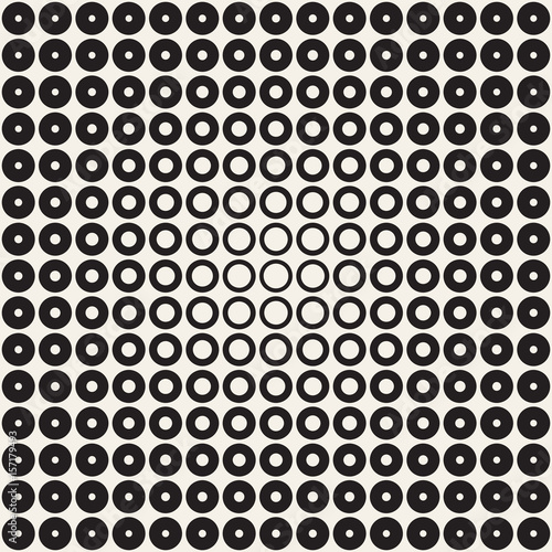 Abstract black and white pattern background. Seamless geometric circle halftone. Stylish modern texture..