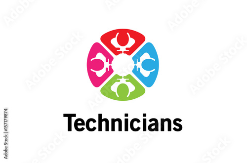 Colorful Abstract People Logo Design Illustration