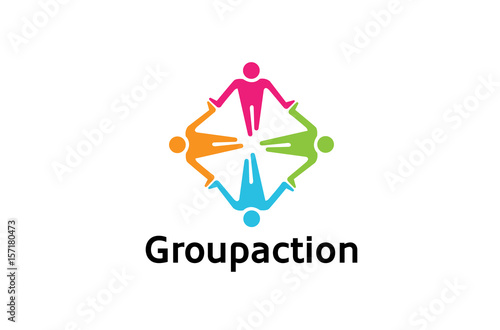 Colorful Abstract People Logo Design Illustration