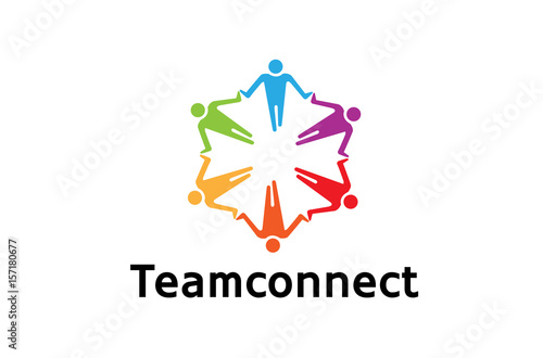 Colorful Abstract People Logo Design Illustration