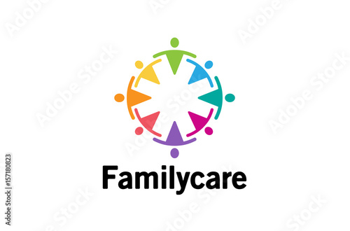 Colorful Abstract People Logo Design Illustration