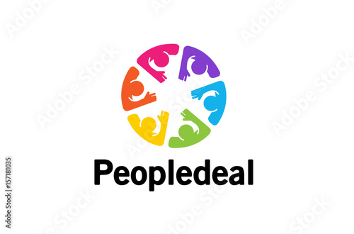 Colorful Abstract People Logo Design Illustration