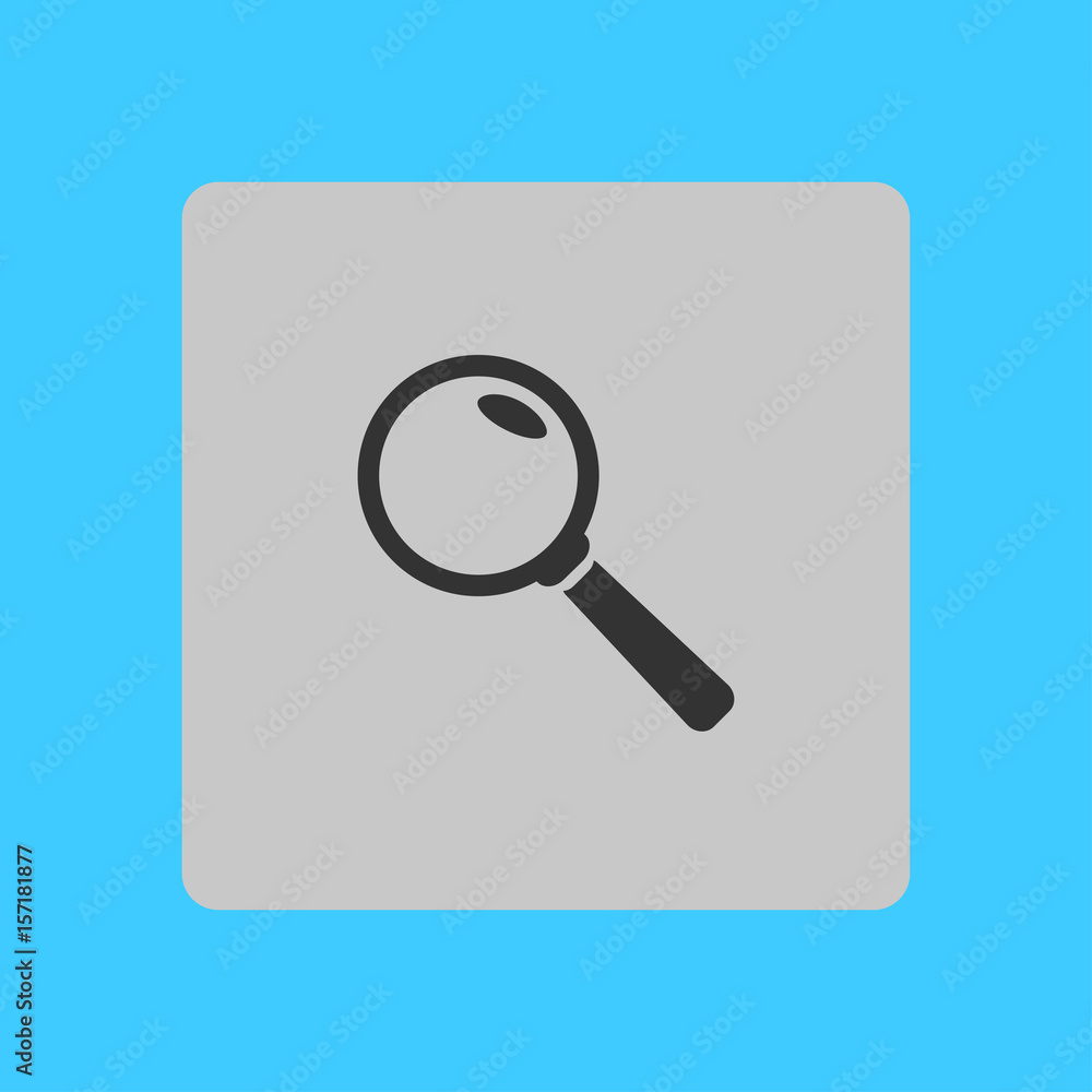 Icon of loupe. Search button. Magnifying glass. Flat design style. Icon of loupe. Search button. Magnifying glass. Flat design style.