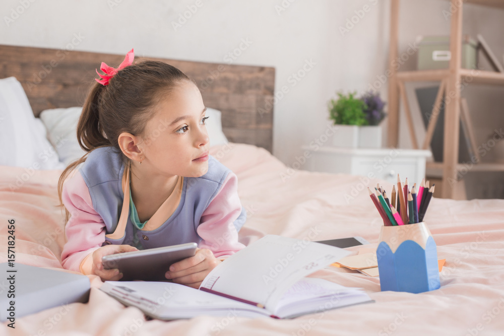 Young teenager girl alone at home childhood Young teenager girl alone at home childhood